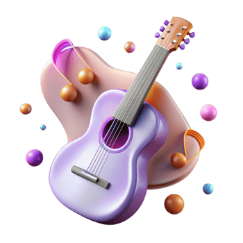 vibrant modern Guitar Silhouette with Musical Notes Transparent for Sheet Music Designs authentic png