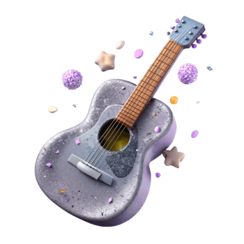 vibrant creative Guitar Silhouette with Speaker Isolated for Concert Promotion detailed png