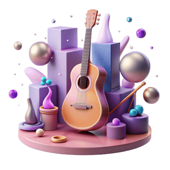 dramatic artistic Guitar Silhouette with Stage Lights Cutout for Live Music Events genuine png