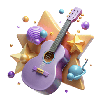 serene traditional Guitar Silhouette with Star Isolated for Music Awards exclusive png