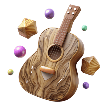 vibrant minimalist Guitar Silhouette with Wood Grain Texture for Rustic Projects professional png