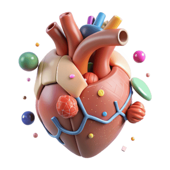 dramatic artistic Heart Anatomy Diagram Transparent Background for Medical Education detailed png