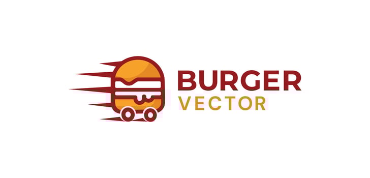 Fast bus burger shop logo design vector