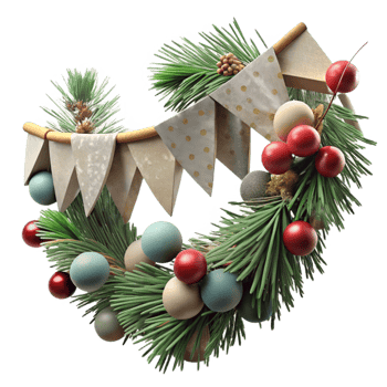 elegant creative Holiday Garland Pine Branches Berries Cutout for Decorations detailed png