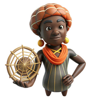 dramatic creative A wise Anansi spinning a web of stories, dappled forest lighting, West African folklore style genuine png