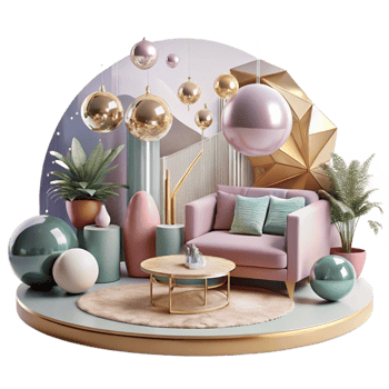 magnificent artistic Interior Design Modern Living Room Scene Isolated professional png