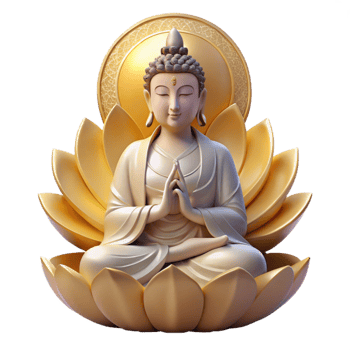 wonderful traditional A serene Buddhist Guanyin, the bodhisattva of compassion, meditating on a lotus flower, surrounded by a halo of golden light, traditional Chinese painting style original png