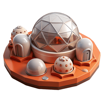 magnificent modern Mars colony habitat, geodesic domes, red Martian landscape, futuristic and pioneering, space exploration concept art, premium png