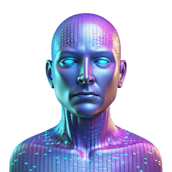 wonderful contemporary A holographic projection of a human face, glitching and distorting, surrounded by binary code. Cool, digital lighting, glitch art style detailed png