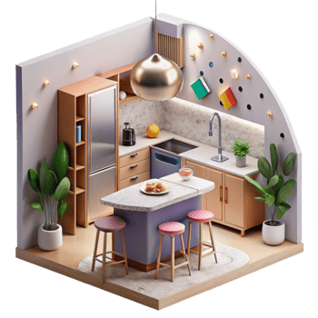 dramatic artistic Kitchen Interior Modern Design Cutout for Home Renovation Projects png