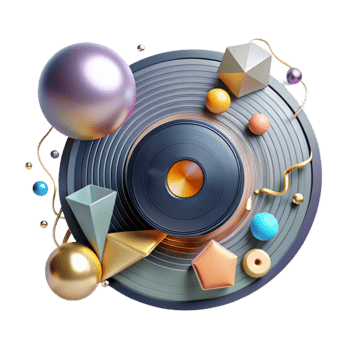 dramatic modern Light and Shadow on a Vinyl Record Transparent premium png