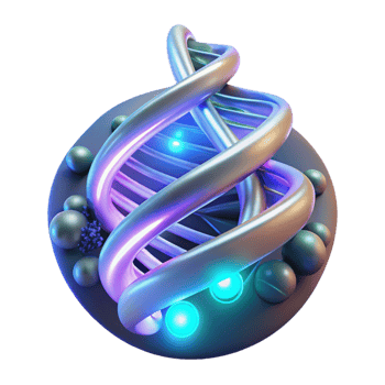 wonderful modern A DNA strand spiraling through a digital landscape, glowing with bioluminescent light, illuminated by soft neon light, abstract style detailed png