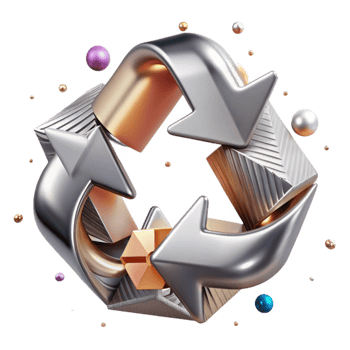 vibrant vintage Metal Recycling Symbol Steel Aluminum Cutout for Sustainable Projects original png