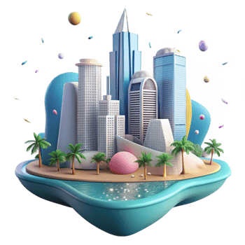 impressive artistic Miami Skyline Ocean View Isolated for Vacation Brochures original png