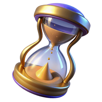 vibrant minimalist A stylized hourglass, sand flowing, glowing with magical energy exclusive png
