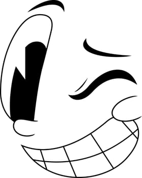 Goofy Cartoon Face With Funny Grin One Eyebrow And Wink vector