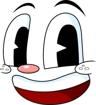 Happy Cartoon Character With Pink Nose And Cheerful Smile vector