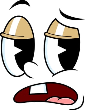 Surprised Cartoon Face With Big Shiny Eyes And Open Mouth vector