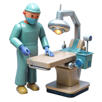wonderful rustic A robotic surgeon performing a delicate operation, sterile, clinical lighting, medical illustration style premium png