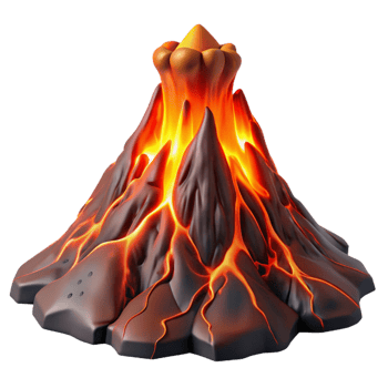 serene artistic A volcanic eruption, molten lava flowing, dramatic lighting, geological photography style 4K png