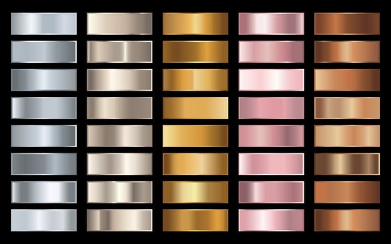 gold, silver, bronze and rose gold gradients. Brilliant plates with metallic effect. illustration vector