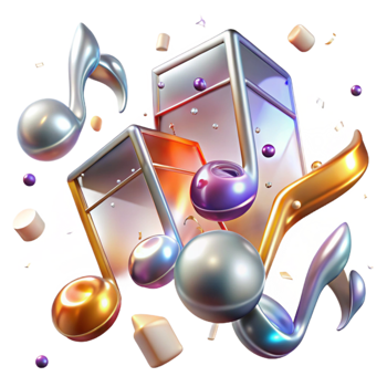 serene artistic Multiple Music Notes Transparent Background for Music Presentations high quality png