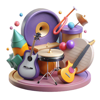 magnificent classic Musical Instruments and Vinyl Record Isolated genuine png