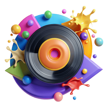 magnificent artistic Musical Instruments and Vinyl Record Isolated detailed png