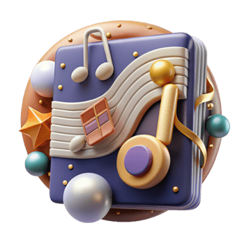 vibrant artistic Music Note Illustration Cutout for Music Books detailed png