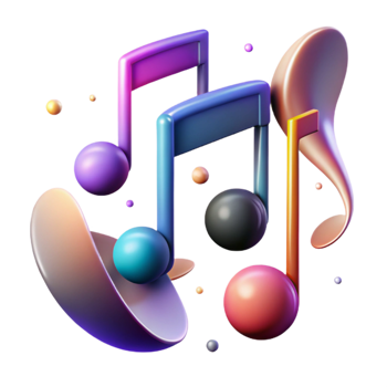 serene contemporary Music Notes Gradient Cutout for Modern Music Graphics genuine png