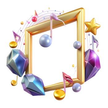 extraordinary abstract Music Notes Frame Transparent Background for Music Posters high quality png