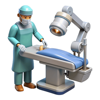 stunning rustic A robotic surgeon performing a delicate operation, sterile, clinical lighting, medical illustration style original png