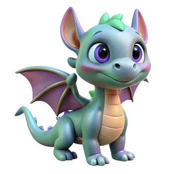 dramatic classic A cute cartoon dragon, playful expression, small wings professional png