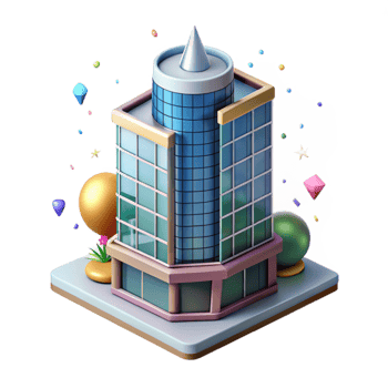 vibrant abstract Office Building Glass Skyscraper Isolated professional png