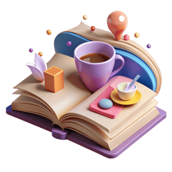 beautiful traditional Open Book with Coffee Cup Cutout for Cozy Reading Scenes png