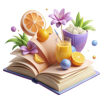 impressive artistic Open Book with Summer Flowers and Lemonade Isolated for Summer Reading professional png