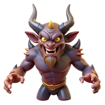impressive abstract A powerful demon, horns and claws, menacing expression exclusive png