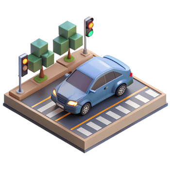 impressive classic A self-driving car navigating a busy intersection, realistic lighting and textures, photorealistic style detailed png