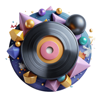 serene traditional Painting a Vinyl Record Cutout detailed png