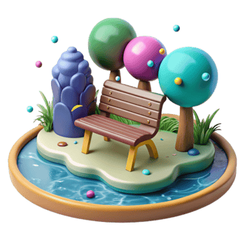 beautiful traditional Park Bench Beside Pond Isolated for Water Feature professional png