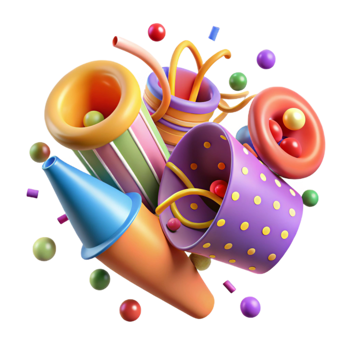 extraordinary traditional Party Blowers Colorful Birthday Fun Transparent png