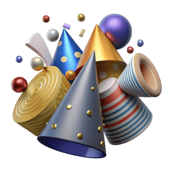 vibrant creative Party Hats Collection Isolated for Birthday Parties original png