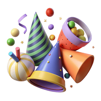 beautiful rustic Party Hats Cone Shaped Colorful Assortment Transparent high quality png