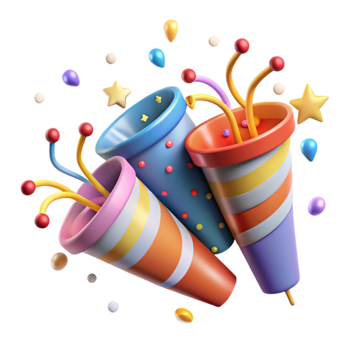 elegant vintage Party Poppers Isolated for Celebration Graphics professional png