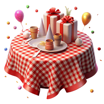 magnificent contemporary Party Tablecloth Checkered Pattern Red White Cutout detailed png