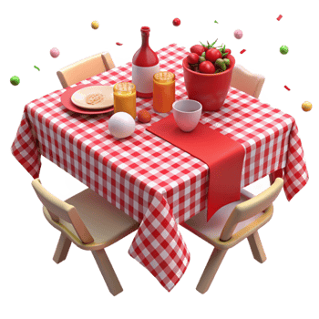 extraordinary minimalist Party Tablecloth Red and White Checkered Isolated for Picnics high quality png