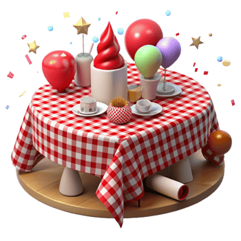 serene artistic Party Tablecloth Red and White Checkered Isolated for Picnics original png