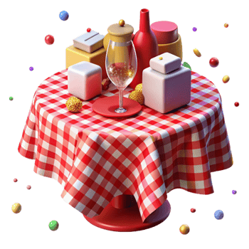 vibrant rustic Party Tablecloth Red and White Checkered Isolated for Picnics authentic png