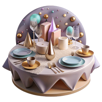 vibrant minimalist Party Table Setting Plates Cutlery Cutout high quality png
