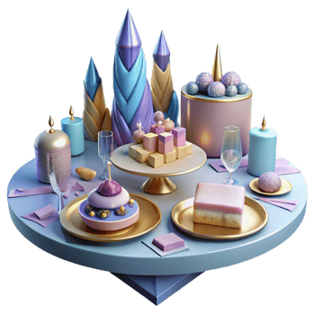 wonderful classic Party Table Setting with Food Isolated for Dinner Parties professional png